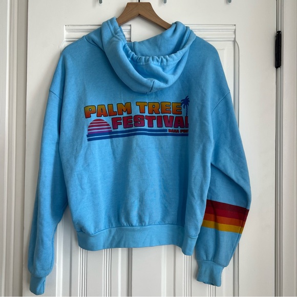 Aviator Nation Cozy Blue Zip Up - Palm Tree Festival - Picture 3 of 3